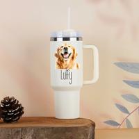 Gambar Personalized 40 oz Tumbler with Handle Lid Straw Stainless Steel Water Bottle Custom Pet Photo With Name Tumbler Pet Owner Gift dari Fajari Shop1 undefined 4 Tokopedia