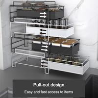 Gambar Multi-function Seasoning Dish Shelf Kitchen Pull-out Storage Rack Stackable Organizer Ideal for Under the Sink Storage dari iibbuuyyeebniiiiii undefined 5 Tokopedia