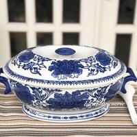 Gambar Mangkok Saji / Tureen Keramik Biru Putih Jumbo + Sendok Keramik Putih - Gratis Ongkir dari Sezi Collection undefined 1 Tokopedia