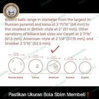 Gambar DWSport- Billiard Cue Ball | Bola Putih 2.1/4 inch | 6 Red Dots | Meja 9 Feet dari wahyudiiiiiii undefined 5 Tokopedia