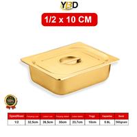 Gambar (NEW) FOOD PAN GOLD + TUTUP STAINLESS 1/2 X 10 CM / FOOD PAN GOLD WADAH MAKANAN STAINLESS STEEL / TEMPAT MAKANAN PRASMANAN SATU SET TUTUP / WADAH PENGGORENGAN ANTI KARAT / FOOD PAN STAINLESS GOLD DENGAN TUTUP dari tokogmbutyadi undefined 3 Tokopedia