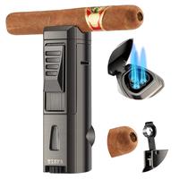 Gambar Torch Lighter Triple Jet Flame, Cigar Punch, Cigar Holder, Refillable Butane Cigar Lighter,Windproof Pocket Lighters for Smoking dari PANPANG SUKUN TERRRBARRRU undefined 1 Tokopedia
