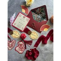 Gambar Chinese Sangjit Wedding keepsake calligraphy kaligrafi undangan pernikahan konten estetik aesthetic vows - Model 2 (pink) dari Glimmer Official Store undefined 3 Tokopedia