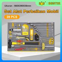 Gambar 39Pcs Hand Toolset Kit Set Kunci Pas  Alat Multifungsi Perkakas Palu Tang  Car Repair Obeng Cutter Tester Alat Tukang Perbaikan Service Bengkel Mobil Motor Palu Kambing Gagang Karet Cutter Car Tester Lampu Sorot Battery Kunci Kombinasi dari Aneka Teknik Mesin undefined 1 Tokopedia