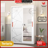 Gambar New Item! Lemari Pakaian Besi 2 Pintu Sliding Jumbo Cermin|Lp Baju Sleding Kaca Terbatas dari madinahihihi undefined 3 Tokopedia