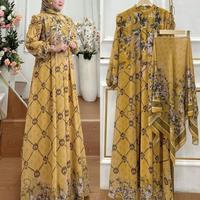 Gambar Gamis Syari printing by Dijah full Cerruty set Scarf baju lebaran terb - 14 A dari adrianstore007 undefined 5 Tokopedia