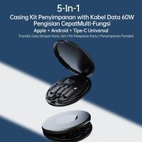 Gambar 【ASTON】Multifunctional Data Cable Conversion Head Portable Storage Box, Multi-Type Charging Line Convertor USB Type C Adapter Tool Contains Sim Card Slot Tray Eject Pin, Can Use as Phone Holder Black dari subsgjacare undefined 4 Tokopedia