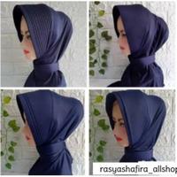 Gambar [P R O M O] JILBAB DINAS NAVY / BIRU DONGKER / HITAM / BIRU TURKIS Premium - Garis banyak tali, NAVY dari Kumalakuu Store undefined 2 Tokopedia