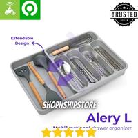 Gambar Expandable Utensils Tray Kitchen Cutlery Storage Box Knife Holder Plastic Tray Fork Spoon Divider Drawer Box Tableware Organizer dari Eka jaya furniture-67 undefined 2 Tokopedia