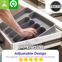 Gambar Expandable Utensils Tray Kitchen Cutlery Storage Box Knife Holder Plastic Tray Fork Spoon Divider Drawer Box Tableware Organizer dari Eka jaya furniture-67 undefined 3 Tokopedia