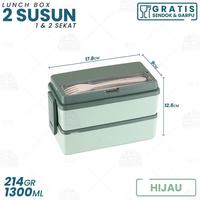 Gambar Lunch Box Rantang 2 Susun 1300ml Aesthetic Tempat Bekal Tempat Makan Anak Dewasa Garpu Sendok Plastik dari lakakam undefined 1 Tokopedia