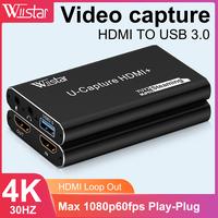 Gambar 4K HDMI To USB 3.0 Audio Video Capture Card Game Recording for PS4 PS5 Camera Laptop PC Live Streaming 1080P 60fps YUY2 dari Minigoo Store undefined 1 Tokopedia