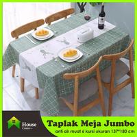 Gambar NEW PROMO Terbaru Modern Taplak Meja Jumbo Anti Air ukuran lebih besar lebih tebal new motif premium taplak meja makan waterproof taplak motif rusa/ice cream/restoran mudah dibersihkan tatakan piring taplak plastik premium minimalis model unik cover meja - pink restaurant dari warungjomblo undefined 1 Tokopedia
