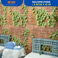 Gambar BOBI Wallpaper Stiker Dinding PVC Premium 9 m x 45 cm Waterproof Motif Bata Daun Rambat 5225 dari Valzzstoree undefined 1 Tokopedia