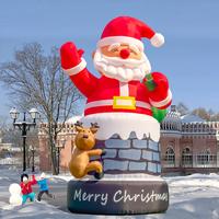 Gambar 20 / 26 / 33 ft Inflatable Santa Claus Giant Christmas Inflatable Decoration Chimney with Reindeer 3 Size Available dari BEE SAVE STORE undefined 1 Tokopedia