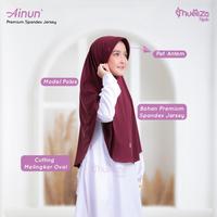 Gambar Mueeza Hijab Anak Ainun size M (5-10 th) Bergo Polos Sekolah Anak SD Bahan Premium Spandex jersey dari tukino store undefined 3 Tokopedia