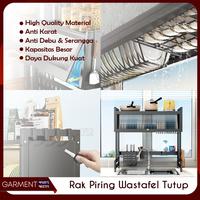 Gambar Rak Piring Wastafel 2 Susun Stainless Dengan Penutup Bahan Kuat Terbaru - PACKING DUS, 95 CM - HITAM dari albaab store undefined 4 Tokopedia