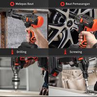 Gambar JLD 350NM Impact Wrench Brushless impact baterai air jumbo jld Cordless Mesin bor impact wrench 88VF 2 baterai impact pembuka baut torsi besar 13mm listrik impact lengkap set dari indrapratamai undefined 4 Tokopedia