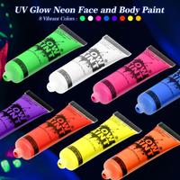 Gambar 8 Glow In The Dark Face Paint Tubes - Each 10Ml Cat Lukis Badan Wajah Halloween Costume Uv Blacklight Neon Fluorescent Face Body Eye Paint Cosplay Special Effects Makeup For Adults Kids Full Coverage Skin Paints - 25ml - putih dari Ramacell2 undefined 3 Tokopedia