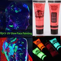 Gambar 8 Glow In The Dark Face Paint Tubes - Each 10Ml Cat Lukis Badan Wajah Halloween Costume Uv Blacklight Neon Fluorescent Face Body Eye Paint Cosplay Special Effects Makeup For Adults Kids Full Coverage Skin Paints - 25ml - putih dari Ramacell2 undefined 5 Tokopedia