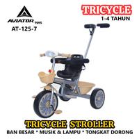 Gambar ikohstore2 Sepeda Roda Tiga Anak Aviator AT125-7 Musik & Lampu Tongkat Dorong Lingkar Pengaman Tricycle Stroller 1-4 Tahun - Grey dari ikohstore2 undefined 3 Tokopedia