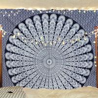 Gambar Indian Hippie Bohemian psychedelic Golden Blue Peacock Mandala wall hanging Fine Art Home Decor Tapestry dari eza gacol5 undefined 2 Tokopedia