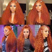 Gambar Orange Ginger Lace Front Wig Human Hair Curly Wigs 13X4 13x6 Hd Lace Deep Wave Frontal Wig 30 Inch Brazilian Preplucked Wigs dari bungayana undefined 5 Tokopedia