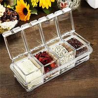 Gambar Clear Seasoning Box, Set of 4 Crystal Seasoning Storage Container with Spoon Clear Seasoning Rack Spice Pots for Pepper Spice dari Melodi Toko Baju undefined 3 Tokopedia