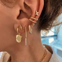 Gambar ISUEVA Gold Plated Hoop Earrings Set for Women Retro Boho Piercing Ear Cuffs Stud Drop Dangle Earrings 2023 Jewelry Accessories dari CintaKoddsv undefined 4 Tokopedia