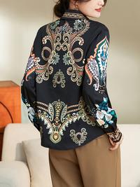 Gambar France style ladies shirts New elegant Women Blouses Fashion printed Long Sleeve Button-Down Tops blusa mujer dari duniabaud undefined 5 Tokopedia