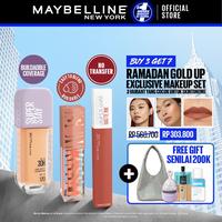 Gambar (Langsung Diproses) MAYBELLINE OFFICIAL Ramadan Gold Up Makeup Set : Superstay Lumi Matte FDT 120 + Sunkisser Liquid Blush Highlighter 11 + Superstay Matte Ink 245 SEEKER | Paket Makeup Full Coverage Ringan Foundation Powder Blush Liquid Blush Lipstick dari Rafa store12 undefined 4 Tokopedia