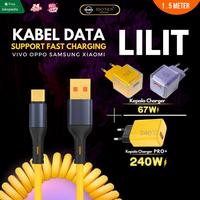 Gambar AS4 【Lilit Kabel Data +Kepala】Fast Charging USB-A to TypeC Micro IOS Lightning Kabel data Lilit kuning Spiral panjang 1.5 meter 6A 240W Pengisi Cepat Cable Charger Adapter Kuat dan Kokoh for Android VIVO XIAOMI HUAWEI OPPO iPhone IOS Terlaris dari WiryaBhakti undefined 3 Tokopedia