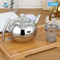 Gambar Teko Air Teh Kopi Water Kettle 1L with Filter - Silver dari PT KCheck undefined 1 Tokopedia