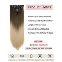 Gambar Clip in Long Straight Synthetic Hair Extension 22 Inch Black 7PCS dari Sramonmir undefined 4 Tokopedia