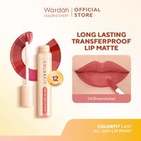 Gambar [LIP MATTE TAHAN LAMA] WARDAH Colorfit Last All Day Lip Paint 4 gr (Shade 1-12) Tahan Lama Hingga 12 Jam - Transferproof dengan One Swipe Coverage - Warna Intense - Lipstik Tahan Air dan Minyak - Liptint Anak Sekolah - Liptint - Makeup - 04 Brownderlast dari wardahbeautyid undefined 1 Tokopedia