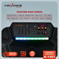 Gambar 【COD】N E W Advance K-1507 Speaker Portable 15" 2 Mic Wireless Bluetooth Led Baterai awet ber jam jam Bisa koneksi Tws   Garansi  1 Tahun - K-1507 dari AdvanceOfficial undefined 2 Tokopedia
