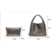 Gambar Tas Hobo Anyaman Wanita SV + Pouch ala Bot*ega #B1683 - Black dari JJ.Store77 undefined 4 Tokopedia