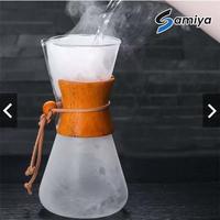 Gambar Chemex coffee pot 600ml wooden handle FREE saringan filter stainless / teko kaca server kopi gagang kayu borosilicate glass - Chemex coffee dari samiya jaya undefined 5 Tokopedia