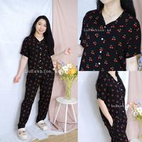 Gambar PIYAMA LD 110 cm FIT TO XL | PIYAMA Lengan Pendek Celana Panjang - ROSE MAROON LD 110 CM dari LuFashion.ID undefined 4 Tokopedia