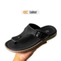 Gambar SANDAL KULIT Sapi  Asli Hitam Karet Jepit Coklat Pria Sendal - HITAM, 39 dari ODON CIBADUYUT undefined 3 Tokopedia