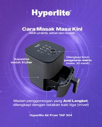 Gambar Arashi Hyperlite TAF304 Air Fryer Low Watt Digital Menggoreng Tanpa Minyak 3 Liter - TAF304 + Bubble dari gilogilo undefined 5 Tokopedia