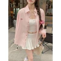 Gambar Kemeja Lengan Panjang Pita Desain Jaket Kemeja Pelindung Matahari Kasual Gaya Malas Longgar Musim Panas Wanita #W417 Design bow long-sleeved shirt women's summer loose lazy style casual sun protection shirt jacket - white dari Rapiki Store undefined 3 Tokopedia