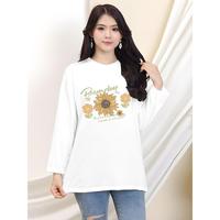 Gambar Kaos oblong oversize lengan panjang sunflower wanita/ Tshirt kekinian wanita trendy - Cokelat, L dari Fuji Fashion688 undefined 2 Tokopedia