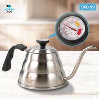 Gambar Ketel One Two Cups Coffee Maker Pot Drip Teko Kopi 960ml with Thermometer - Silver dari ALAT KOPI MALANG undefined 1 Tokopedia