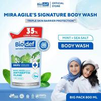 Gambar [Mira Agile's Signature] Whitening Biodef Mint - Sea Salt Pouch 800ml | Sabun Mandi Cair Antiseptik Aman dan Halal | Sabun Mandi Melembabkan | Sabun Mandi Cair untuk Kulit Kering dari BIODEF undefined 1 Tokopedia