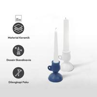 Gambar AZKO Arthome Tempat Lilin Stick Candle Holder Deco Wadah Lilin Dekoratif Pajangan Dekorasi Meja Aesthetic - Biru dari AZKO ID undefined 3 Tokopedia