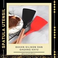 Gambar Spatula Silikon Gagang Kayu Sutil Masak Goreng Tahan Panas Utensil / Spatula Silikon Gagang Kayu - RANDOM dari Vinc Collections_NEW undefined 4 Tokopedia