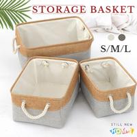 Gambar Vinnatsu-Storage Box Keranjang Lipat Multifungsi Organizer Mini Basket  Kotak Penyimpanan/Storage Box Keranjang Lipat/ Keranjang Rotan Penyimpanan - grey, 41*32*20cm (L) dari Vinnatsu undefined 5 Tokopedia