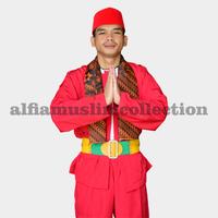 Gambar Baju pangsi Betawi / Baju Pitung /stelan baju sama peci/stelan baju pangsi dewasa Pria - merah, S dari Alfia Muslim Collection undefined 4 Tokopedia