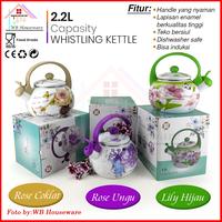 Gambar teko bunyi enamel motif bunga rose 2200ml  / whistling kettle - Rose Purple dari WB Houseware_NEW undefined 1 Tokopedia